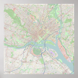 Poster Washington, C.C. mapa de 40 polegadas com detalhe