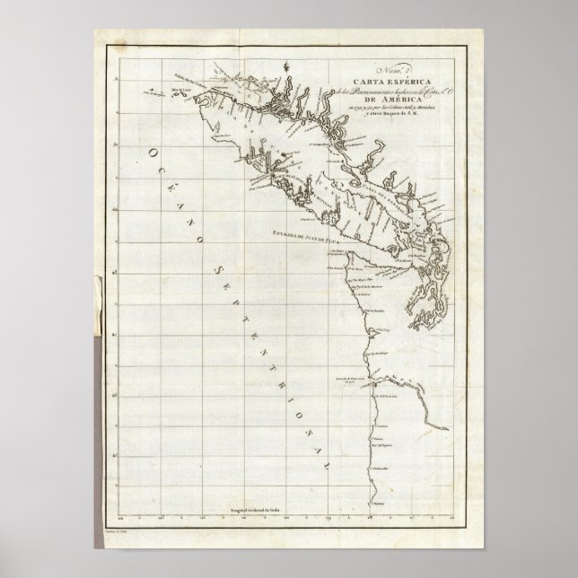 Póster Washington, Colúmbia Britânica, mapa de Vancouver (Frente)