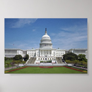 Poster Washington DC branco da construção do Capitólio
