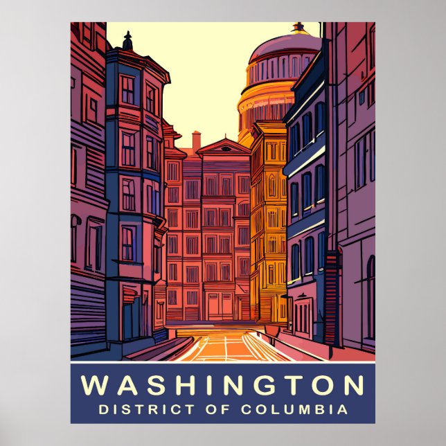 Poster Washington DC, Cores Vibrantes, Viagem (Frente)