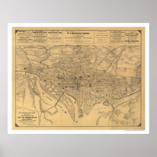 Poster Washington DC & mapa dos subúrbios por Gedney 188