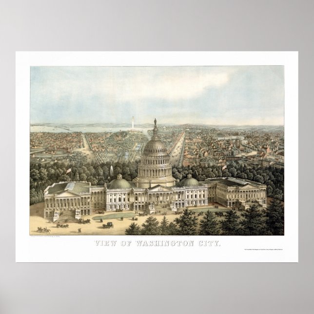 Poster Washington, DC Panorâmica - 1857 (Frente)