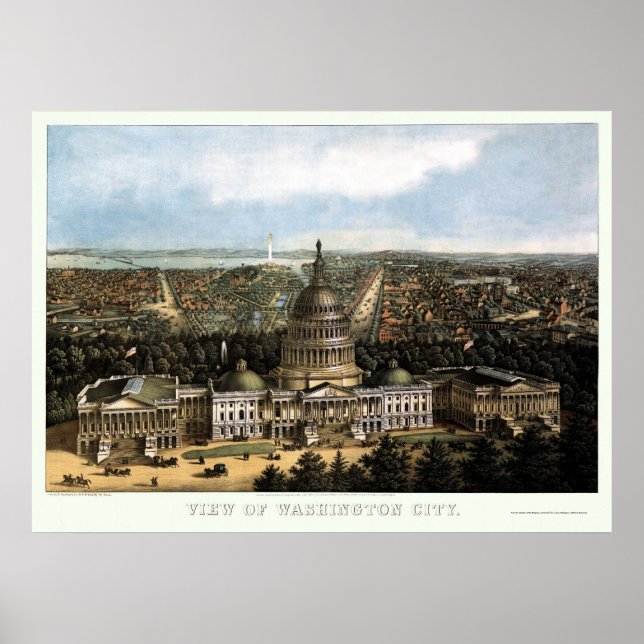 Poster Washington, DC Panorâmica - 1871 (Frente)