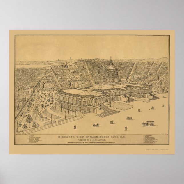 Póster Washington, DC Panorâmica - 1872 (Frente)