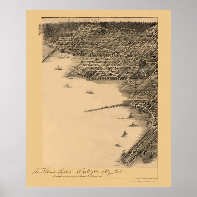 Poster Washington, DC Panorâmica - 1883 (Frente)