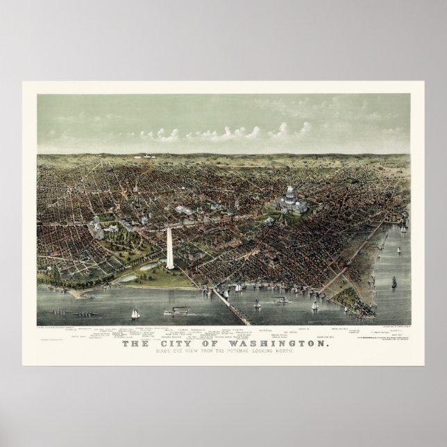 Póster Washington, DC Panorâmica - 1892 (Frente)