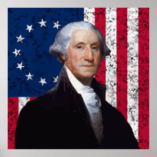 Poster Washington e a bandeira americana