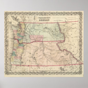 Póster Washington e Oregon e Idaho e Montana