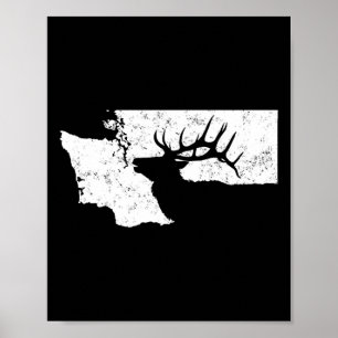 Poster Washington Elk Hunting T Shirt - Bull Elk State Sh