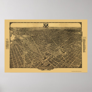 Póster Washington, mapa panorâmico da C.C. - 1922