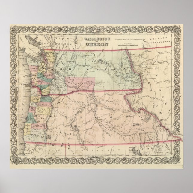 Póster Washington, Oregon e Idaho e Montana (Frente)
