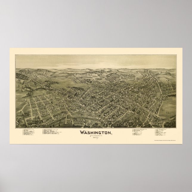 Póster Washington, PA Panorâmica - 1897 (Frente)