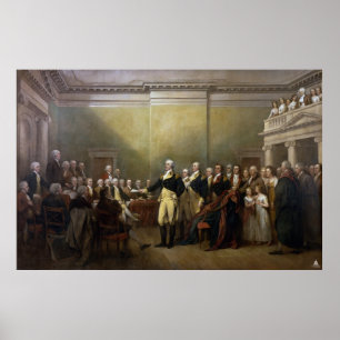 Póster Washington que renuncia sua comissão John Trumbul
