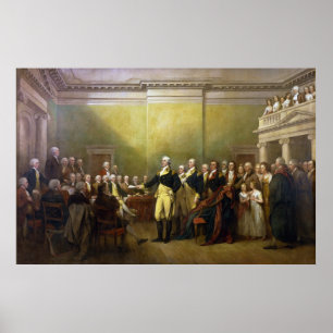 Póster Washington que renuncia sua comissão John Trumbul