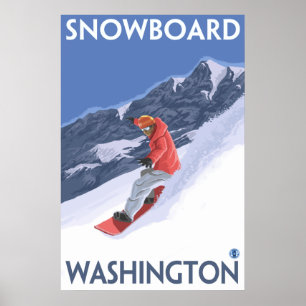 Póster Washington - snowboarding