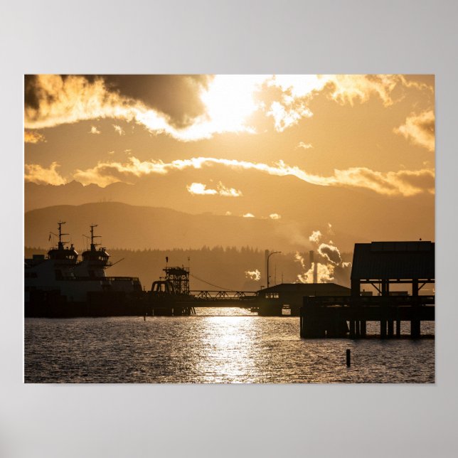 Poster Washington State Ferries At Sunset Photography (Frente)