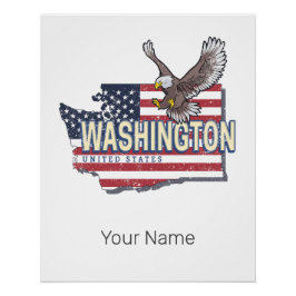 Póster Washington State United States Map USA Souvenir