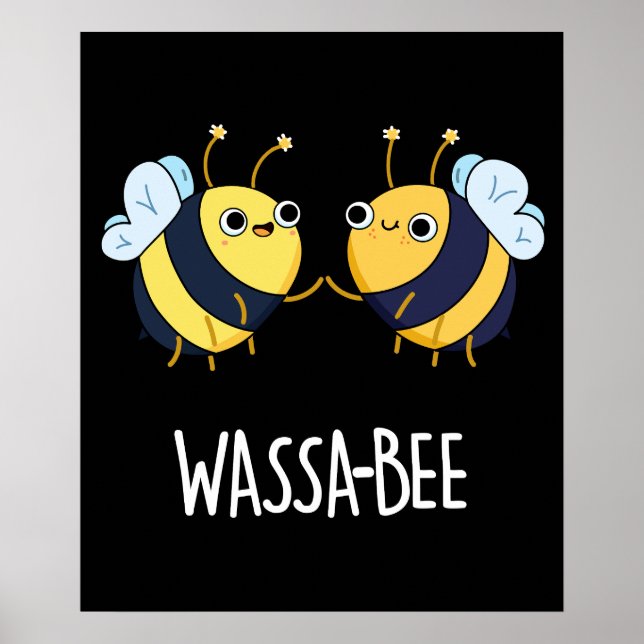 Poster Wassabee Funny Wasabi Bee Pun Dark BG (Frente)