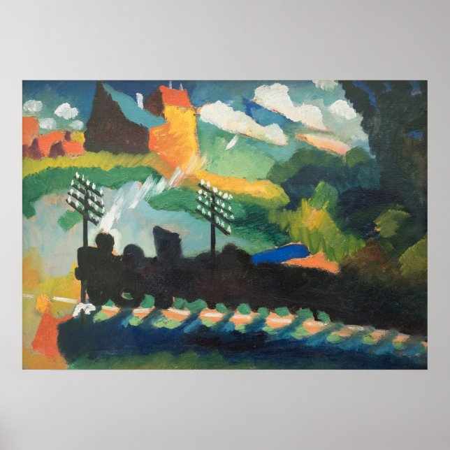 Poster Wassily Kandins Murnau View Com Caminho De Ferro E (Frente)