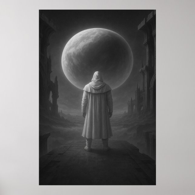 Poster Watcher of the Silent Moon — Dark Fantasy Artwork (Frente)