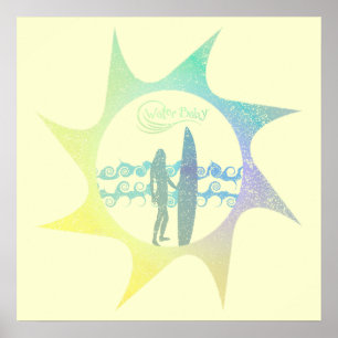 Póster Water Baby Sun Distressed Surf