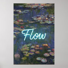 Poster Water Lilies Remix – Neon “FLOW” Wall Art & Gifts