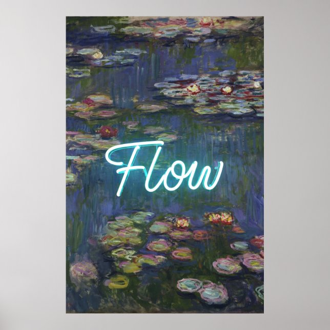 Poster Water Lilies Remix – Neon “FLOW” Wall Art & Gifts (Frente)