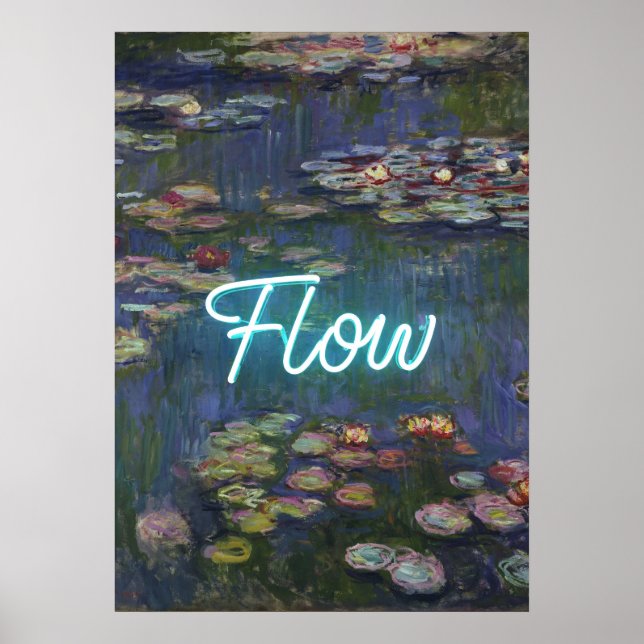 Poster Water Lilies Remix – Neon “FLOW” Wall Art & Gifts (Frente)