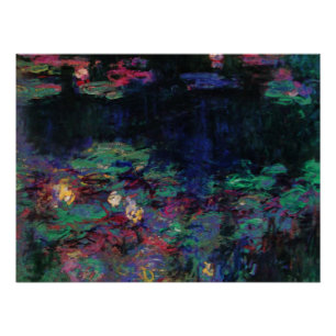 Póster WATER LILIES VERDE POND Claude Monet Dark Floral