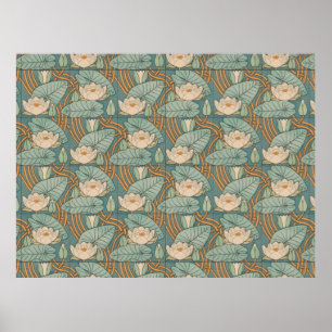 Poster Water Lily Art Nouveau Nature