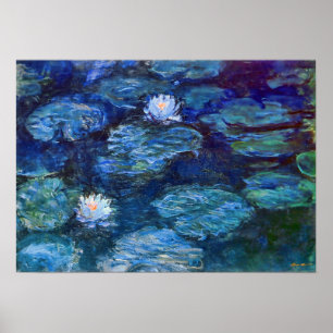 Póster Water Lily Pond em azul por Claude Monet Fine Art