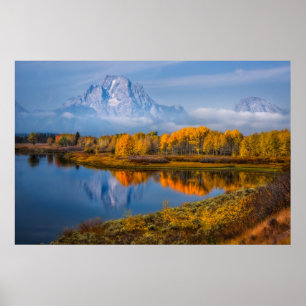 Poster Water   Oxbow Bend Jackson Wyoming