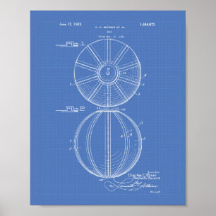 Póster "Water Polo Ball 1923 Patent Art Blueprint"