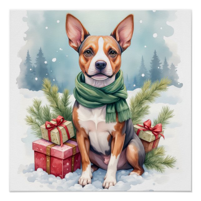 Póster Watercolor American Staffordshire Terrier Rustic (Frente)