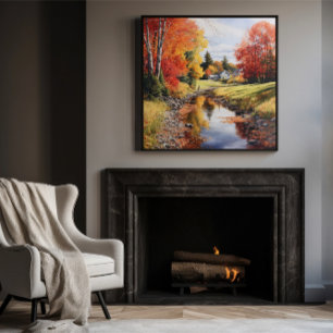 Poster Watercolor Art Autumn Creek Em Vermont