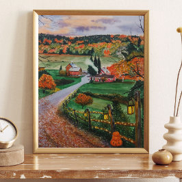 Poster Watercolor Autumn Halbetween Country