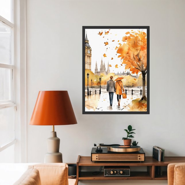 Poster Watercolor Autumn Romance em Londres (Criador carregado)