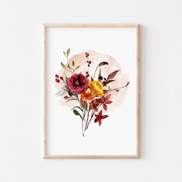 Poster Watercolor Autumn Wildflower