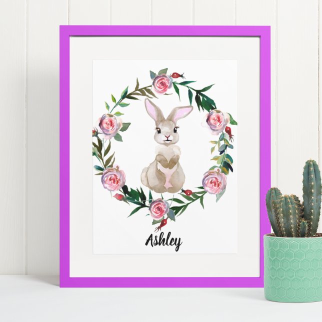 Poster Watercolor Baby Bunny Nurserserland Woodland (Criador carregado)