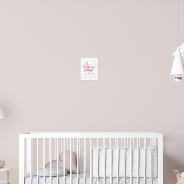Poster Watercolor Baby Girl Stroller (Berçário 2)
