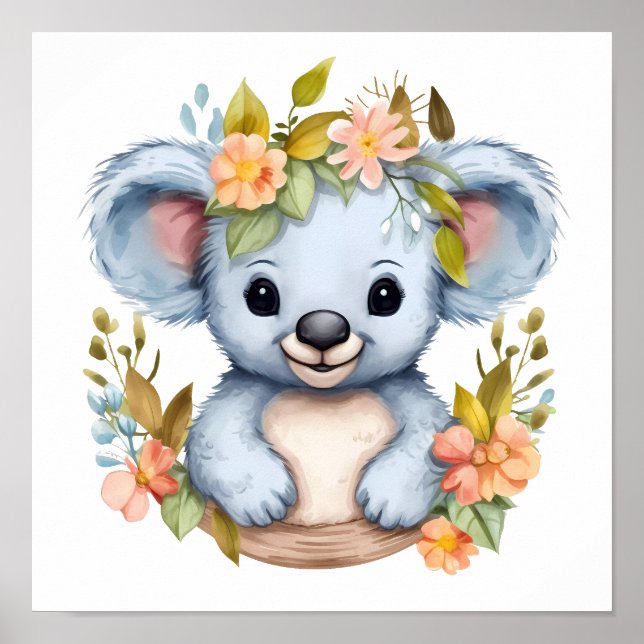 Poster Watercolor Baby Koala Bear Kids NurserArt (Frente)