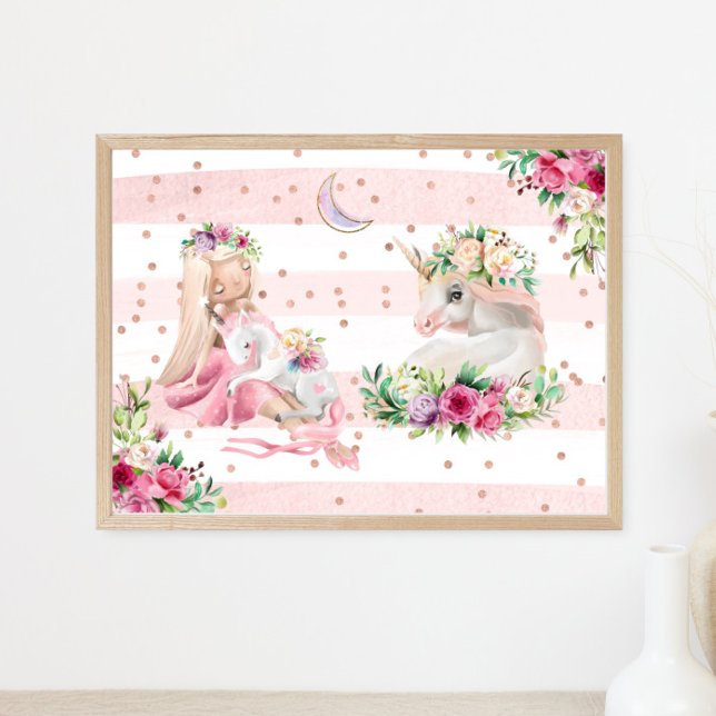 Poster Watercolor Ballerina e Unicórnios (Criador carregado)