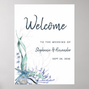 Poster Watercolor Beach Ocean Weding