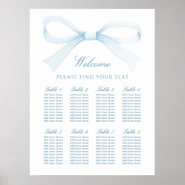 Poster Watercolor Blue Bow Seating Chart