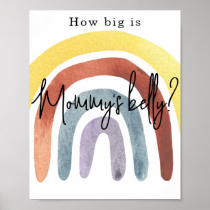 Poster Watercolor Boho Arco-íris Quão grande é a barriga-