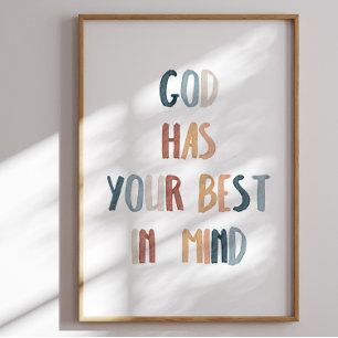 Poster watercolor boho God tem o seu melhor em mente post