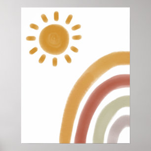 Poster Watercolor Boho Rainbow e Sun