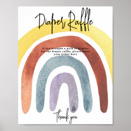 Poster Watercolor Boho Rainbow - Fralda jogo Raffle