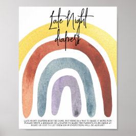 Poster Watercolor Boho Rainbow Late Night fralda