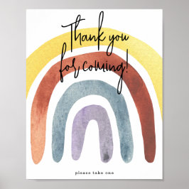 Poster Watercolor Boho Rainbow Obrigado por vir